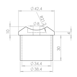 Držiak na trubku ø 42,4 mm, brúsená nerez AISI 304 Držiak na trubku ø 42,4 mm, brúsená nerez AISI 304